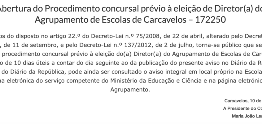 Procedimento concursal para Diretor(a) do Agrupamento