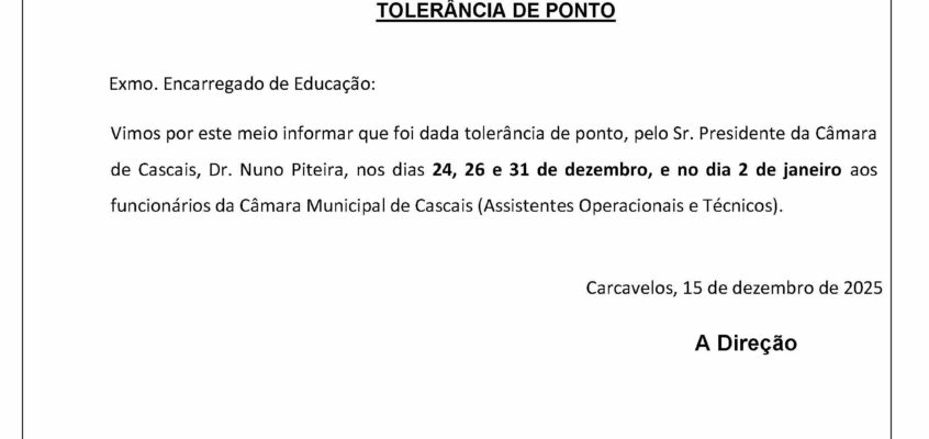 Tolerância de Ponto – Carnaval