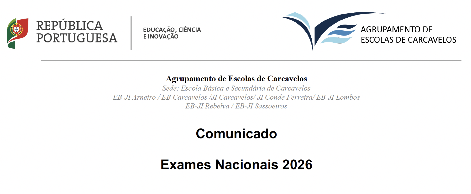 comunicado exames