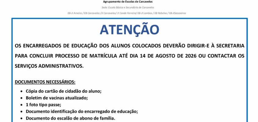 Informação – Conclusão de matrículas